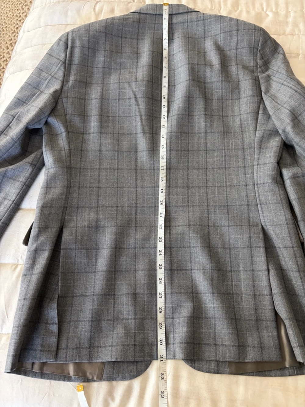 HICKEY FREEMAN Beacon Grey Plaid Worsted Wool Silk Blend‎ 38 R Sport Coat Blazer - Picture 9 of 10